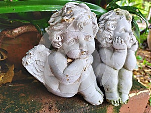 Garden statues girls sad in thailand