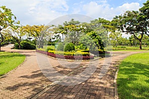 Garden stone path in park