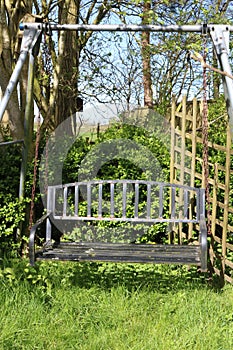 Garden swing bench or seat in garden