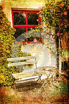 Garden table and chairs. Avoca. Ireland photo