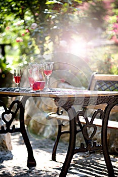 Garden table red wine