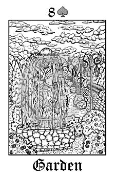 Garden. Tarot card from vector Lenormand Gothic Mysteries oracle deck