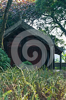 Garden Temple with lush green vegitation in South East Asia photo