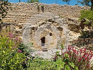 The Garden Tomb, entrance to the tomb in Jerusalem, Israel