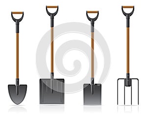 Garden tool shovel and pitchfork vector illustrati