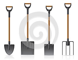 Garden tool shovel and pitchfork vector illustrati photo