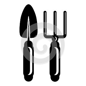 Garden tools icon, simple black style