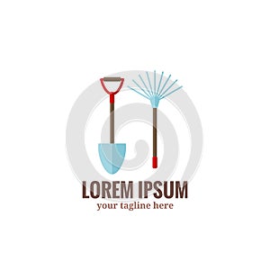 Garden tools logo. vector illustration