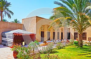 The garden in traditional Arabic house, Al Shindagha neighborhood, Dubai, UAE