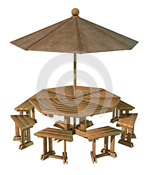 Garden Umbrella Table - 8 Seats