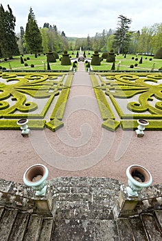Garden viewscape of Dree castle in Curbigny