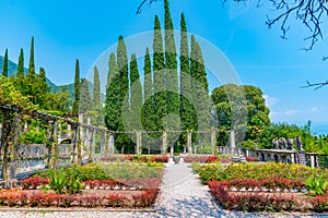 Garden at Vittoriale degli italiani palace at Gardone Riviera in Italy photo