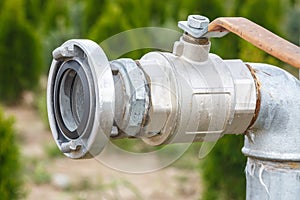 Garden water tap. faucet for watering or for irrigation of agricultural plants in fields