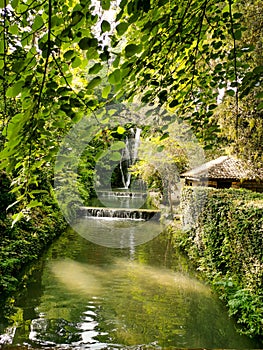 the garden with the waterfall of Queen mary summer house in balcic photo