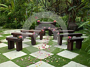 Jardín boda lugares para sentarse 