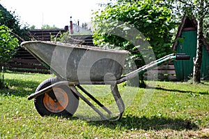 Garden wheelbarrow on a farm