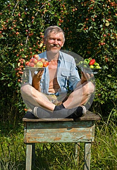 Gardener with apples and vegetables 1