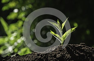 Gardener applying fertilizer plant food to soil for vegetable garden. Agriculture industry, development, economy and Investment