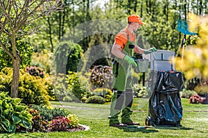 Gardener Cleans Private Yard Area After Routine Maintenance photo