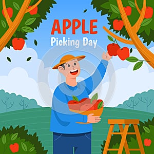 Gardener Harvesting Red Apple At Garden