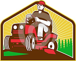 Gardener Landscaper Ride On Lawn Mower Retro