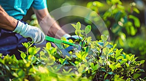 The gardener pruning plants.AI generated image