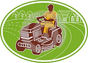 Gardener riding lawn mower