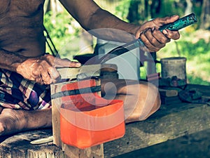 Gardener sharpen rubber tapper knife