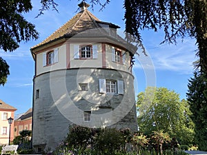 Gardeners Tower or GÃÂ¤rtnerturm Gartnerturm oder Gaertnerturm, Flower Island Mainau on the Lake Constance or Die Blumeninsel photo