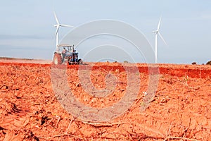 Gardeners are using tractors to prepare the soil.