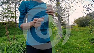 Gardening activity in green field