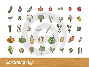 Gardening app icons set