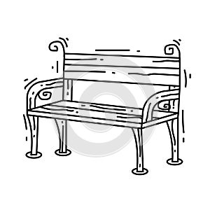 Gardening bench icon. hand drawn icon set, outline black, doodle icon, vector icon