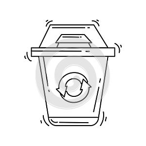 Gardening bin icon. hand drawn icon set, outline black, doodle icon, vector icon