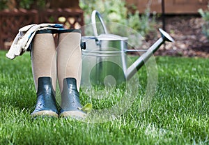 Gardening Boots on Lawn