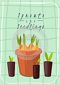 Gardening cartoon vertical card