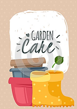 Gardening cartoon vertical card