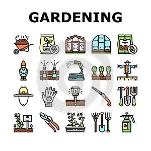 Gardening Equipment Collection Icons Set Vector