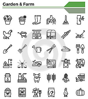 Gardening and farming icon set