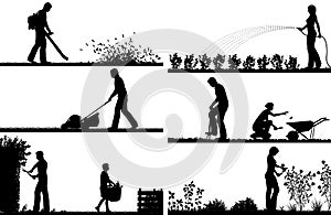 Gardening foreground silhouettes