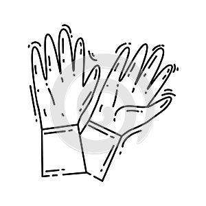 Gardening gloves icon. hand drawn icon set, outline black, doodle icon, vector icon