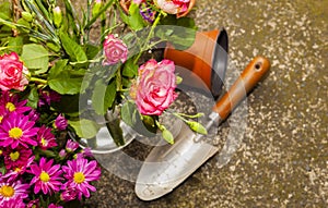 Gardening with home grown organic vegetables and flowers