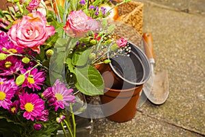 Gardening with home grown organic vegetables and flowers