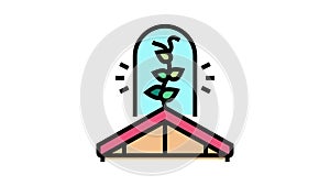 gardening on house roof color icon animation