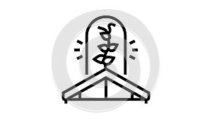 gardening on house roof line icon animation