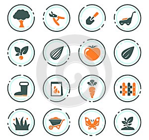 Gardening icons set