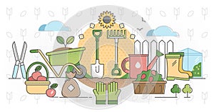 Gardening outline concept vector illustration