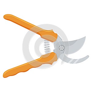 Gardening scissors hand work illustration isolated on white background