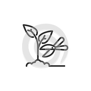 Gardening scissors line icon