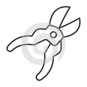 Gardening scissors thin line icon, farm garden concept, Secateurs sign on white background, Garden pruner icon in